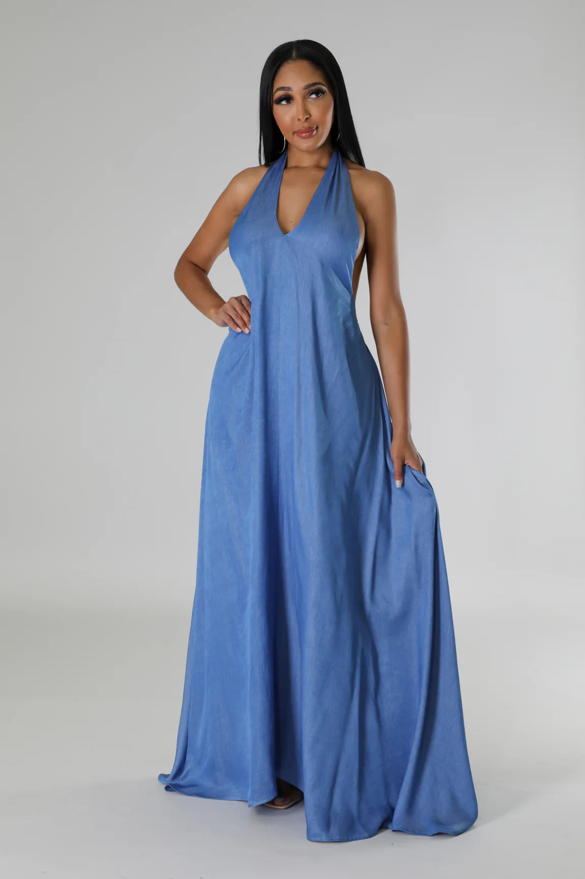 Haylie Denim Line Maxi Dress
