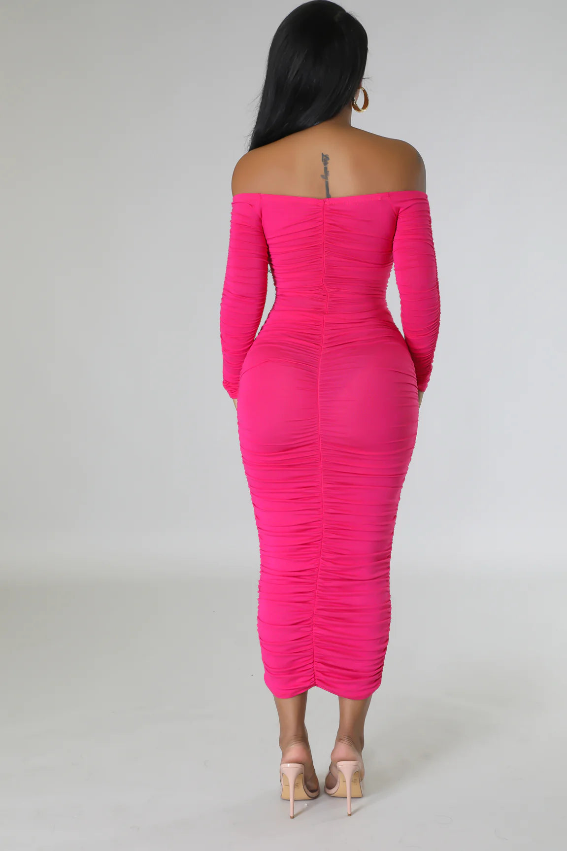 Perfect Off Shoulder Dress FUCHSIA